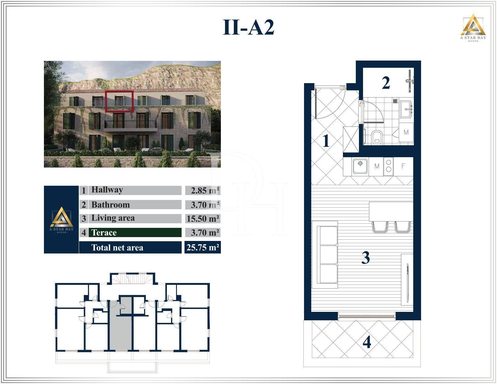 Апартаменты в Prcanj в Которе, Черногория, 26м2 - стоимость 115&nbsp;500€ - Ref: 71138 фото 2