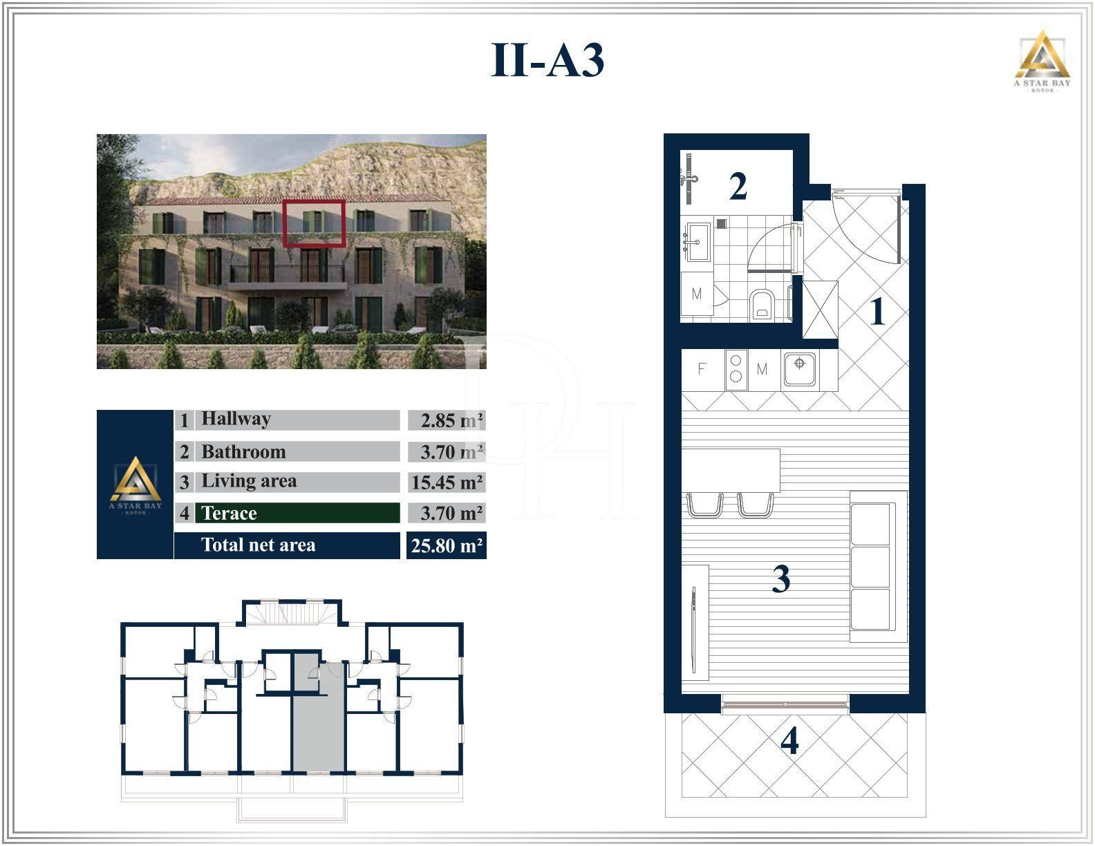 Апартаменты в Prcanj в Которе, Черногория, 26м2 - стоимость 115&nbsp;500€ - Ref: 71138 фото 3