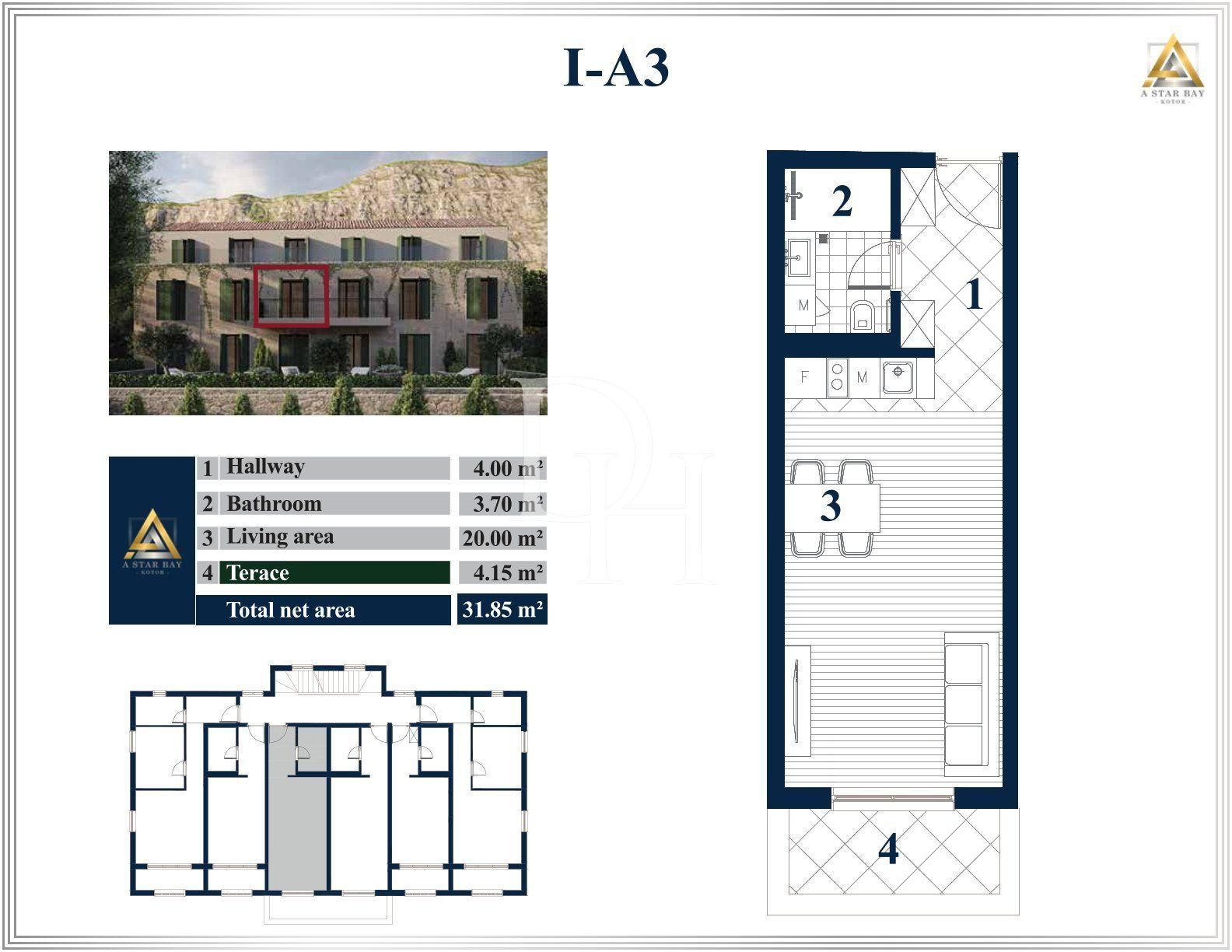 Апартаменты в Prcanj в Которе, Черногория, 32м2 - стоимость 110&nbsp;250€ - Ref: 71127 фото 1