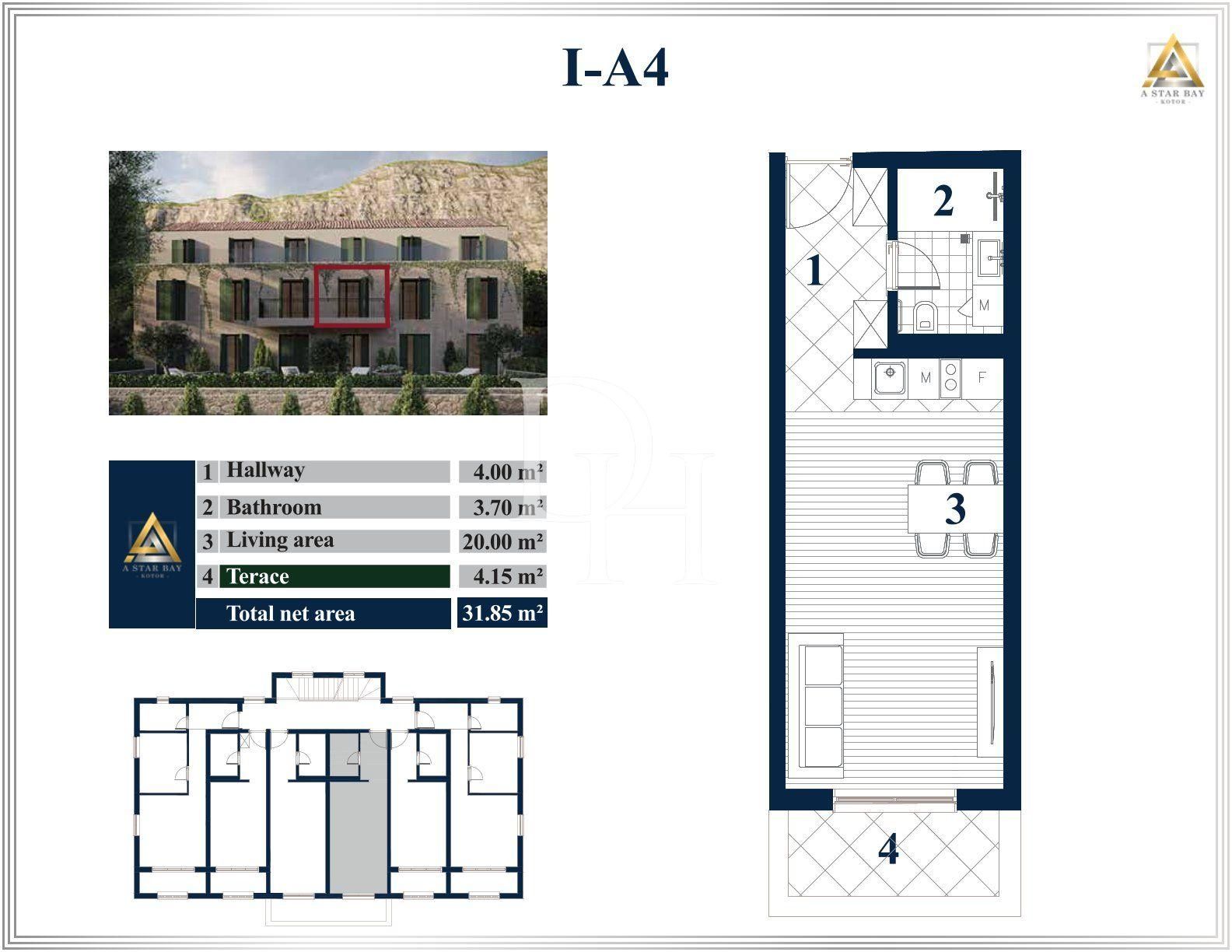 Апартаменты в Prcanj в Которе, Черногория, 32м2 - стоимость 110&nbsp;250€ - Ref: 71127 фото 2