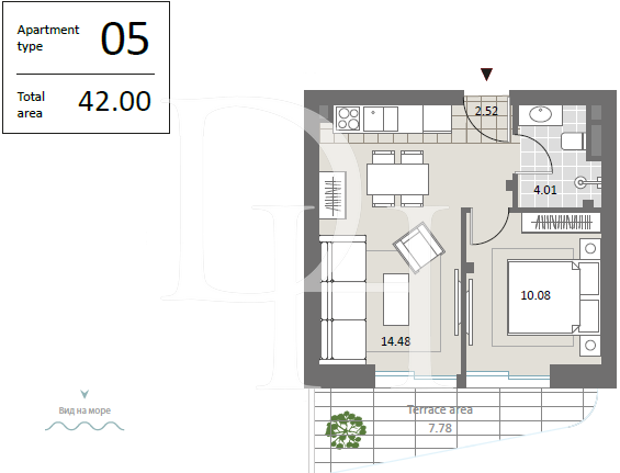 Апартаменты в Бечичах, Черногория, 42м2 - стоимость 209&nbsp;000€ - Ref: 70903 фото 3