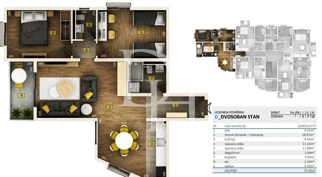 Апартаменты в Баре, Черногория, 74м2 - стоимость 124&nbsp;100€ - Ref: 72114 фото 3
