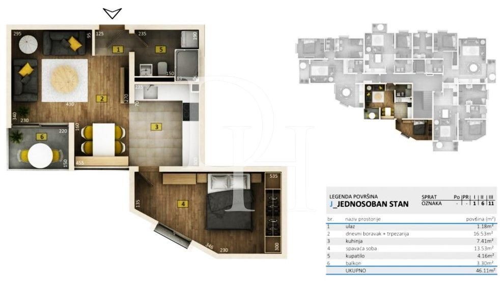 Apartments in Bar, Montenegro, 46m2 - for 78&nbsp;200€ - Ref: 72113 photo 3