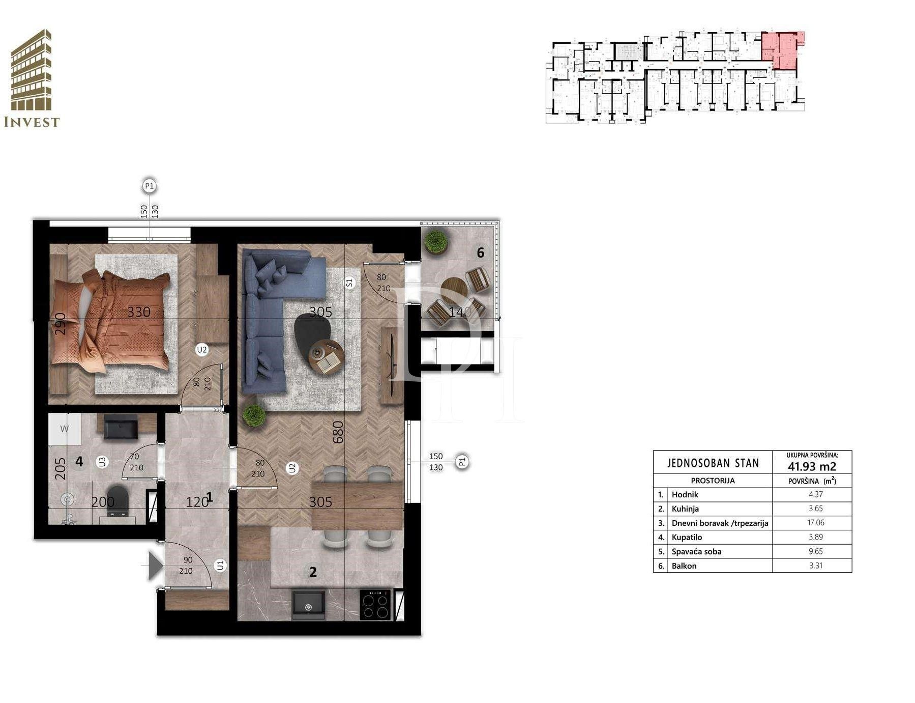 Апартаменты в Баре, Черногория, 45м2 - стоимость 87&nbsp;750€ - Ref: 72071 фото 2