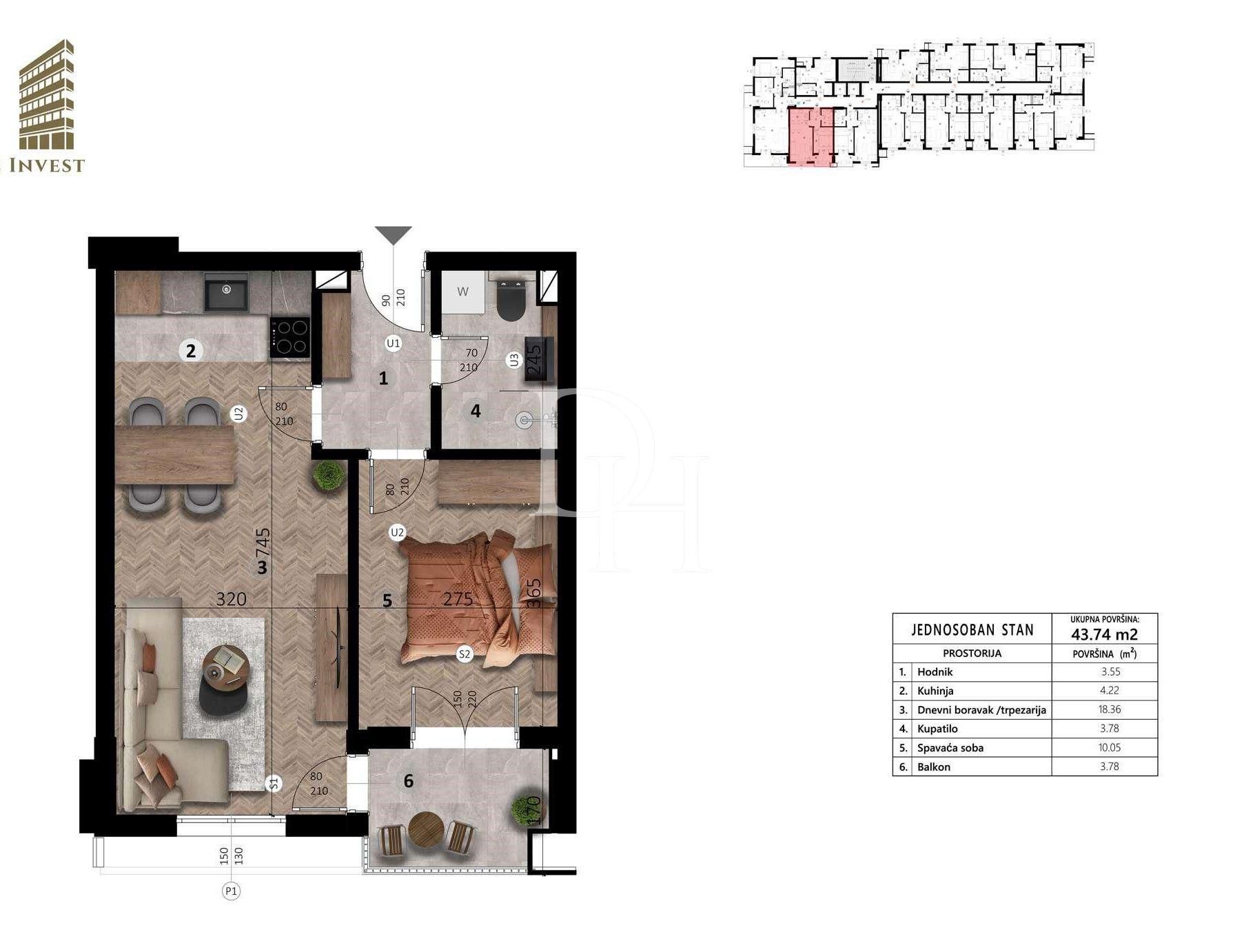 Апартаменты в Баре, Черногория, 45м2 - стоимость 87&nbsp;750€ - Ref: 72071 фото 3