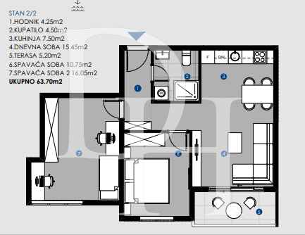Apartments in Dobra Voda, Montenegro, 64m2 - for 140&nbsp;140€ - Ref: 72005 photo 4