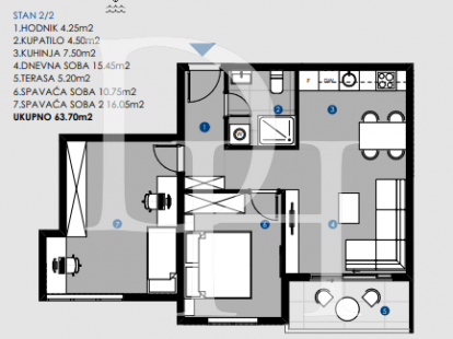 Apartments in Dobra Voda, Montenegro, 64m2 - for 140&nbsp;140€ - Ref: 72005 photo 4