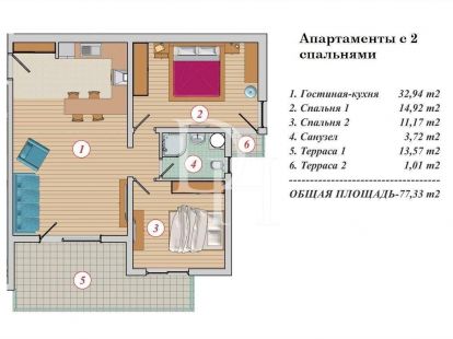Апартаменты в Будве, Черногория, 77м2 - стоимость 144&nbsp;800€ - Ref: 71930 фото 4