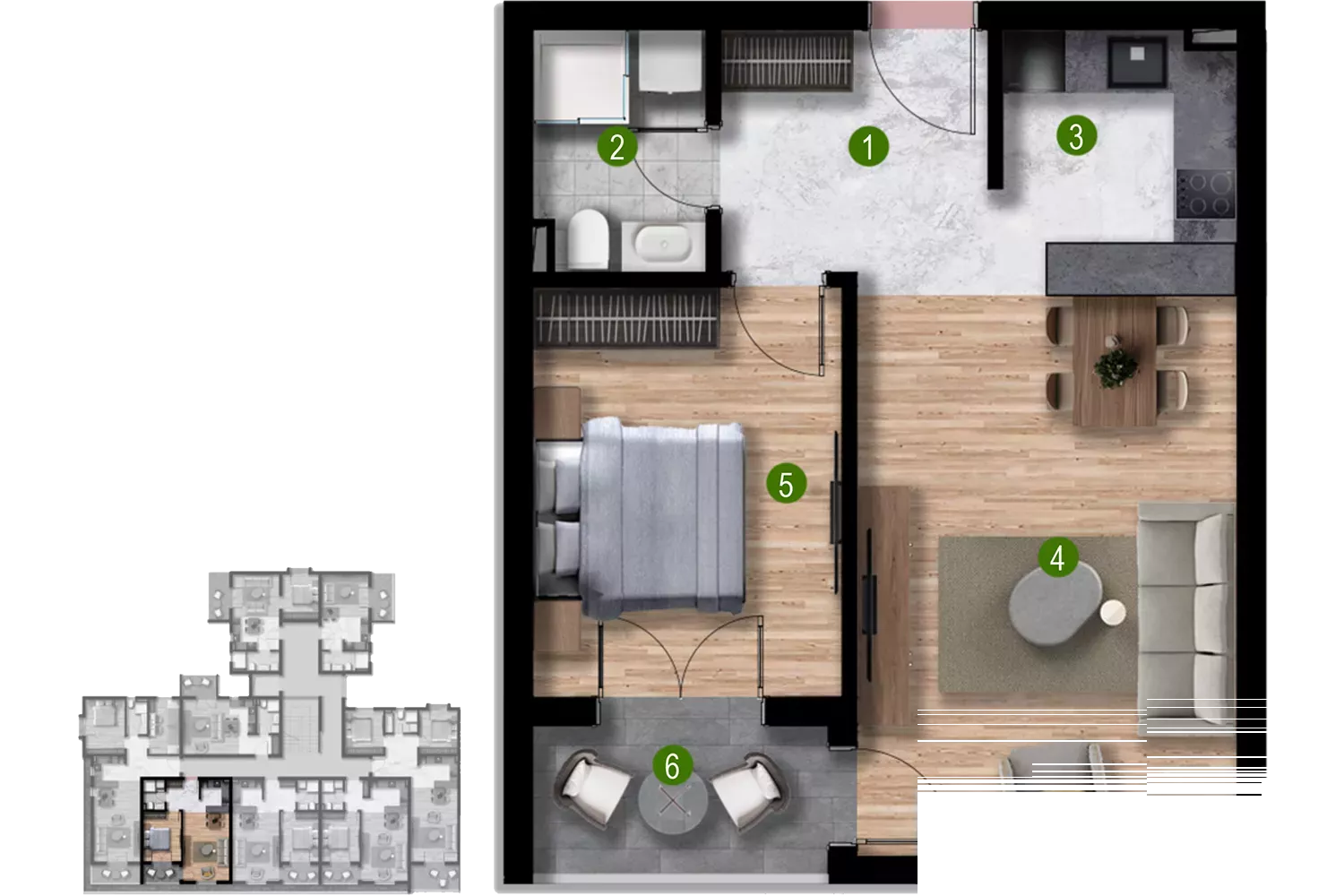 Апартаменты в Баре, Черногория, 36м2 - стоимость 70&nbsp;200€ - Ref: 72815 фото 6