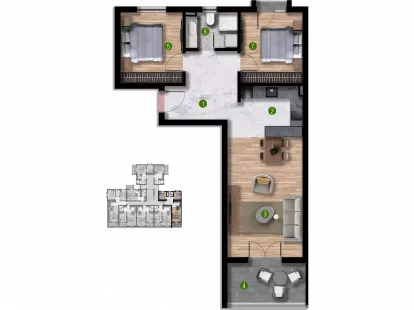 Апартаменты в Баре, Черногория, 36м2 - стоимость 70&nbsp;200€ - Ref: 72815 фото 2